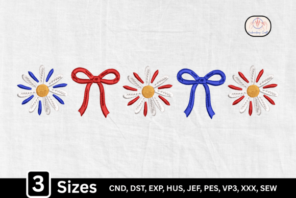 4th of July USA Patriotic Daisy Bow