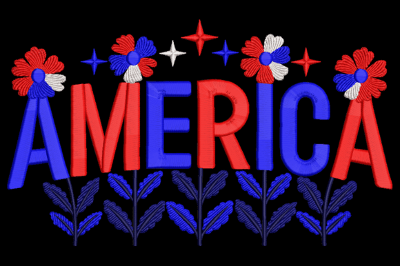 America Patriotic Embroidery Design