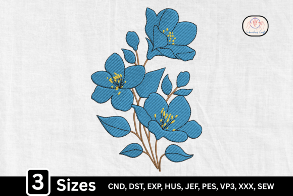 Blue Floral Bouquet Embroidery Design