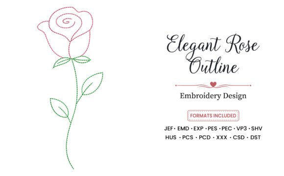 Elegant Rose Outline Embroidery Design