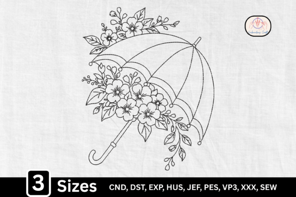 Line Art Spring Flower Umbrella