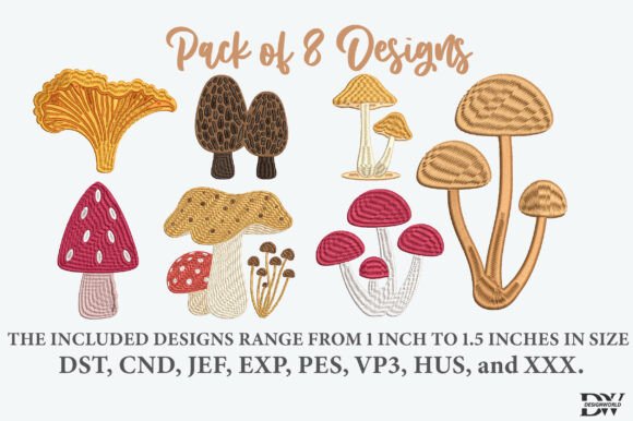 Mushroom Embroidery Design