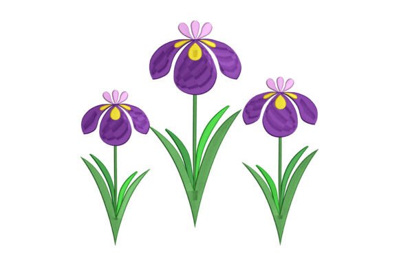 Purple Iris Flower Embroidery Design