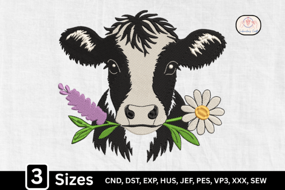 Rustic Floral Cow Head